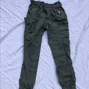 Justice olive paper bag pants